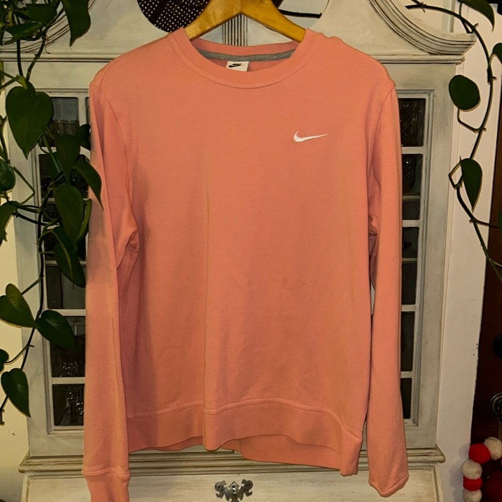 Nike Coral Crewneck Sweatshirt with White Swoosh